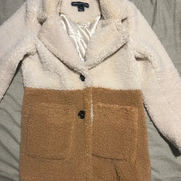 French Connection Cream and Tan Teddy Jacket - Picture 2 of 5